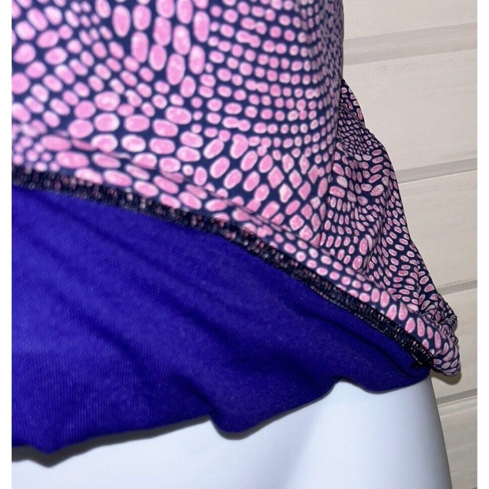 Title Nine Tankini Sz MEDIUM Swimsuit Top Pink Navy Mosaic Padded Swim Surf EUC - Picture 5 of 8